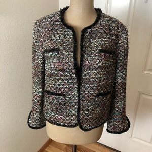 Ann Taylor Tweed Multi Color Blazer Jacket